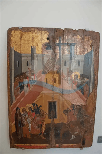 Εικόνα μεταβυζαντινής εποχής στο Αρχαιολογικό Μουσείο Κύθνου.